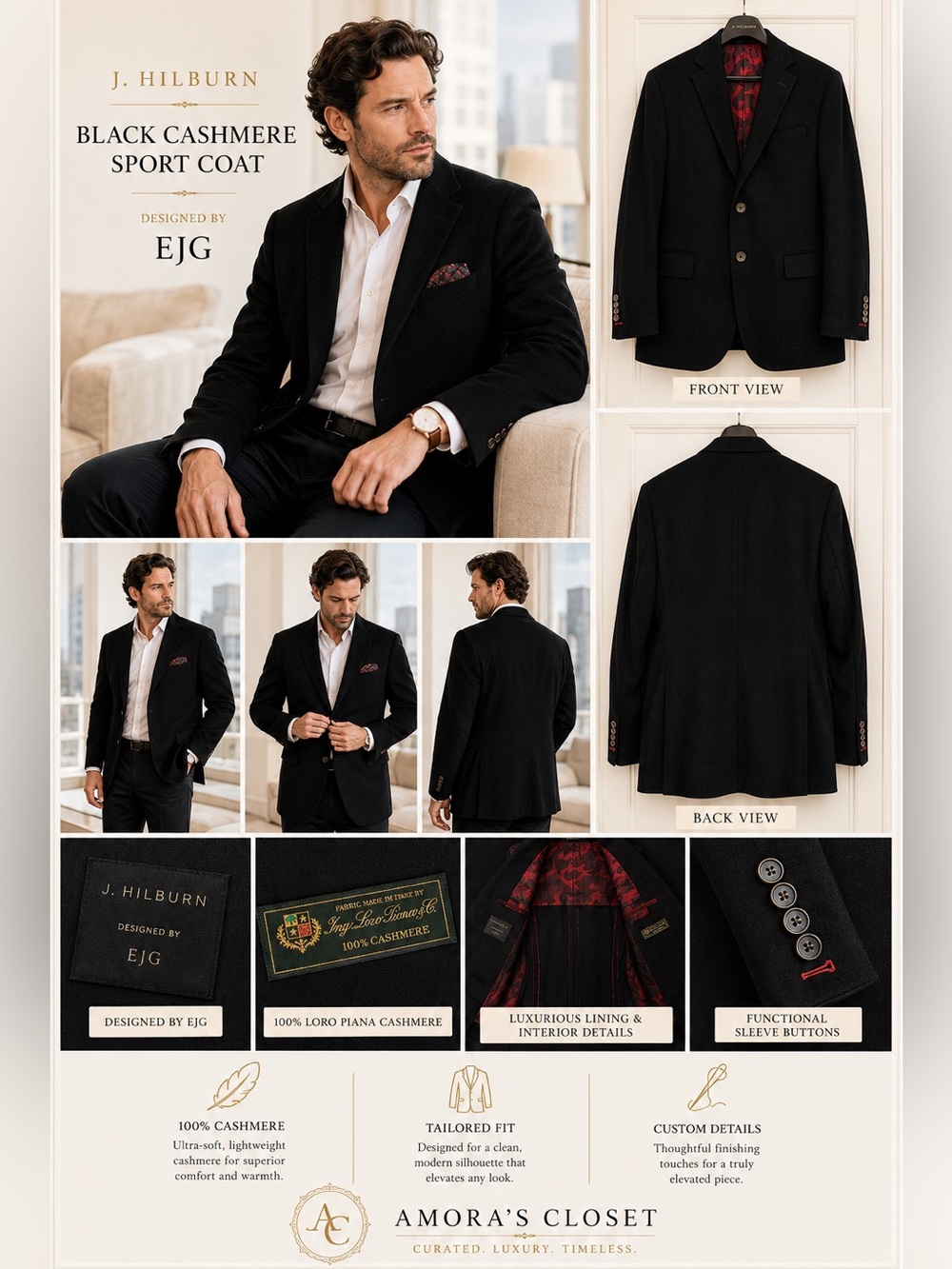 Black Cashmere Sport Coat - Refined Men's Blazer